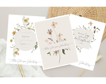 Birthday greetings | Birthday cards set of 3 | Christian postcards | also available individually