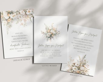 Juego de 3 tarjetas de boda | Juego de postales de boda | Tarjeta con versículo bíblico | Postales cristianas | También disponibles individualmente | Flores