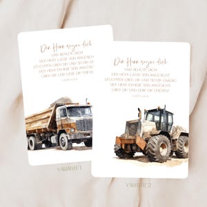 Tarjeta de cumpleaños cristiana - niños | Tarjeta de cumpleaños cristiana para niños | El Señor te bendiga - Camión/Tractor | Postal cristiana