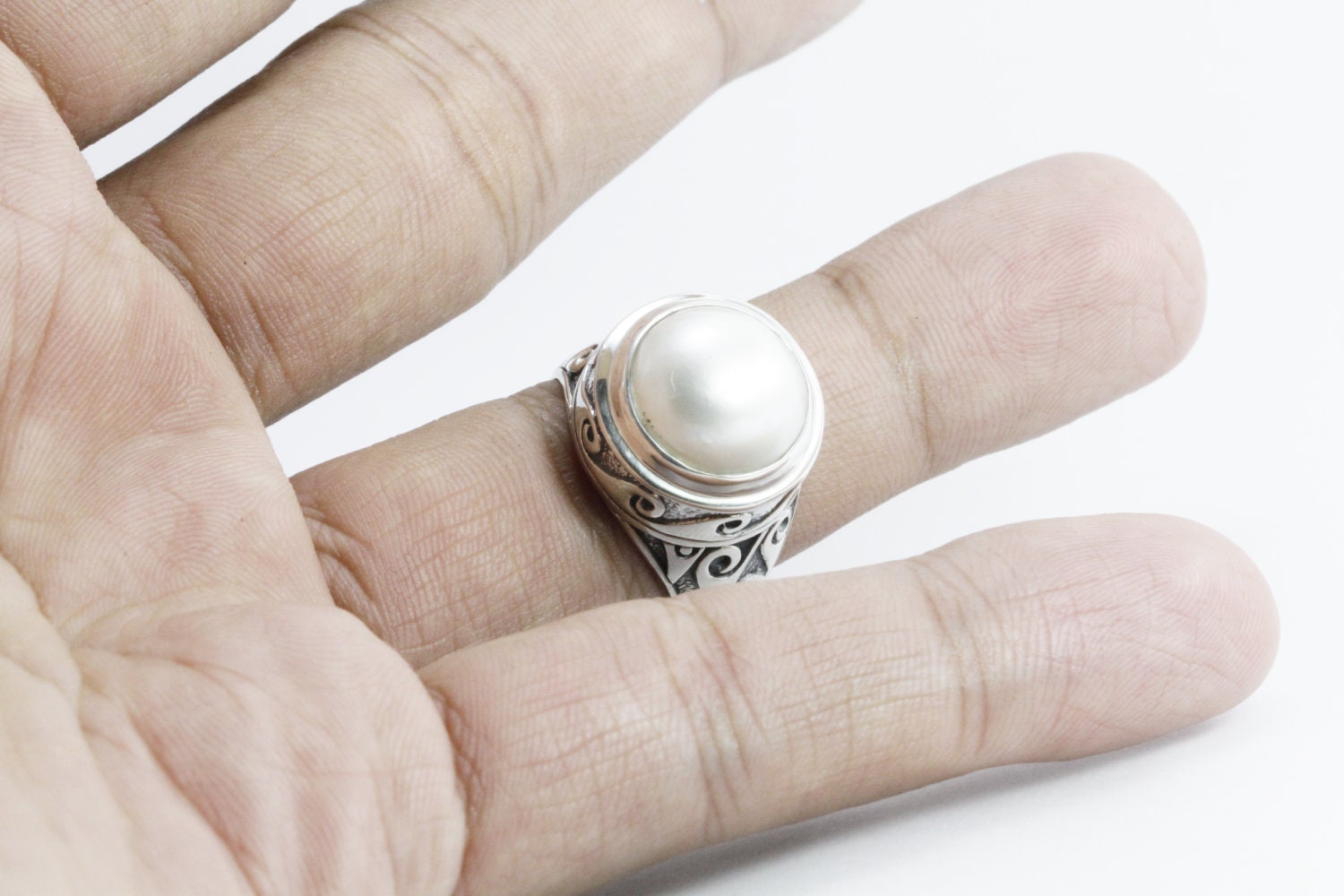 Bali Handmade Ring 925 Sterling Silver With Bezel Set