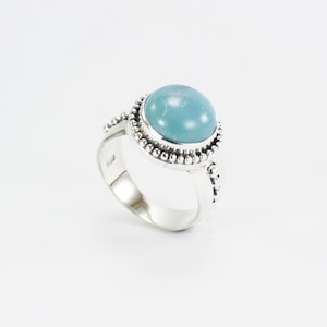 turquoise ring 925 sterling silver for women, round turquoise ring, handmade silver ring