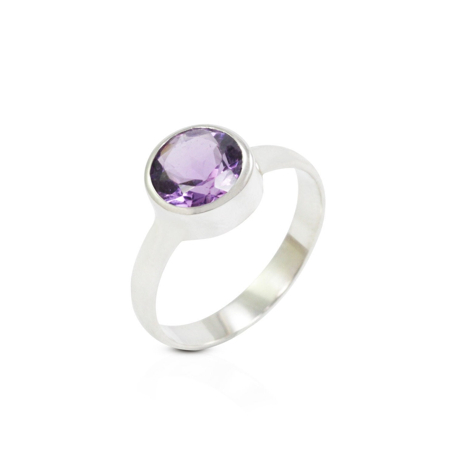 Silvershake Sterling Silver Solitaire Ring With 10x8mm Genuine Purple African Amethyst | Women's Anniversary Gift