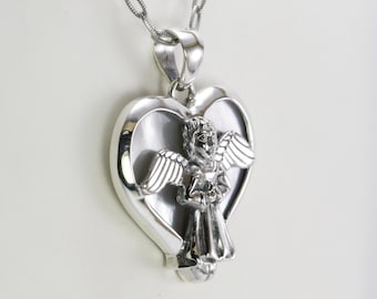 guardian angel pendant necklace 925 sterling silver with genuine white shell