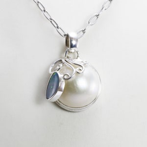 white mabe pearl pendant necklace 925 sterling silver