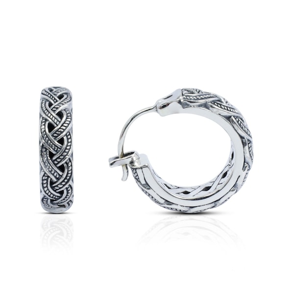 oorringen van 925 sterling zilver met touwstijl en antieke afwerking