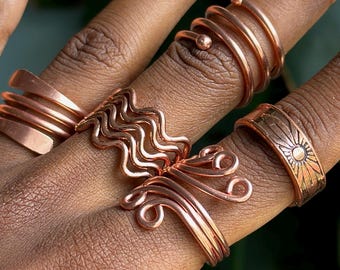 Anillo curativo de cobre puro: alambre de cobre al 99,9 %, joyería de conexión a tierra