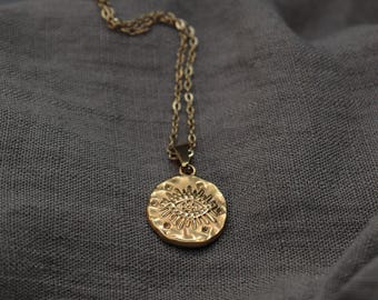 Collar con moneda de mal de ojo de oro • Colgante de Nazar de acero inoxidable