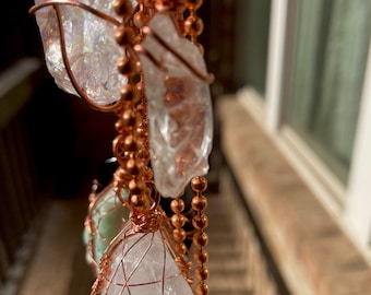 Collares de cristal envueltos en cobre puro Cadena de cobre de 3,2 mm