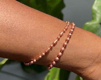 Pulsera o tobillera de cadena de cobre puro / Joyería de conexión a tierra