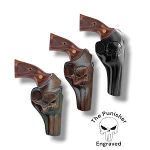 Colt Python Thumb Break Paddle Holster, Genuine Leather Colt Revolver Holster, Right or Left Hand Holster, Handcrafted Brown-Black Holster