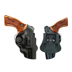 Leather Paddle Holster For Ruger Super Redhawk Alaskan - OWB Holster With Retention Strap