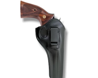 Handmade Leather Concealed Carry Holster: Colt Python/King Cobra, .357 Magnum, Inside Waistband (IWB)