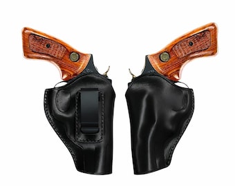 Handgemaakte leren verborgen draagholster: Smith Wesson Model 686 586 66 60 36 19 15 10, binnenkant tailleband