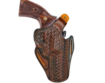 Leather Holster: Heritage Roscoe Revolver, Handmade Basket Weave