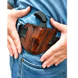 North American Arms .22 Magnum Holster, NAA Leather Owb Carry Holster, Brown or Black Pancake Style, Quick Draw