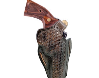 Handmade Leather Holster: Ruger Security/Service Six, Basket Weave