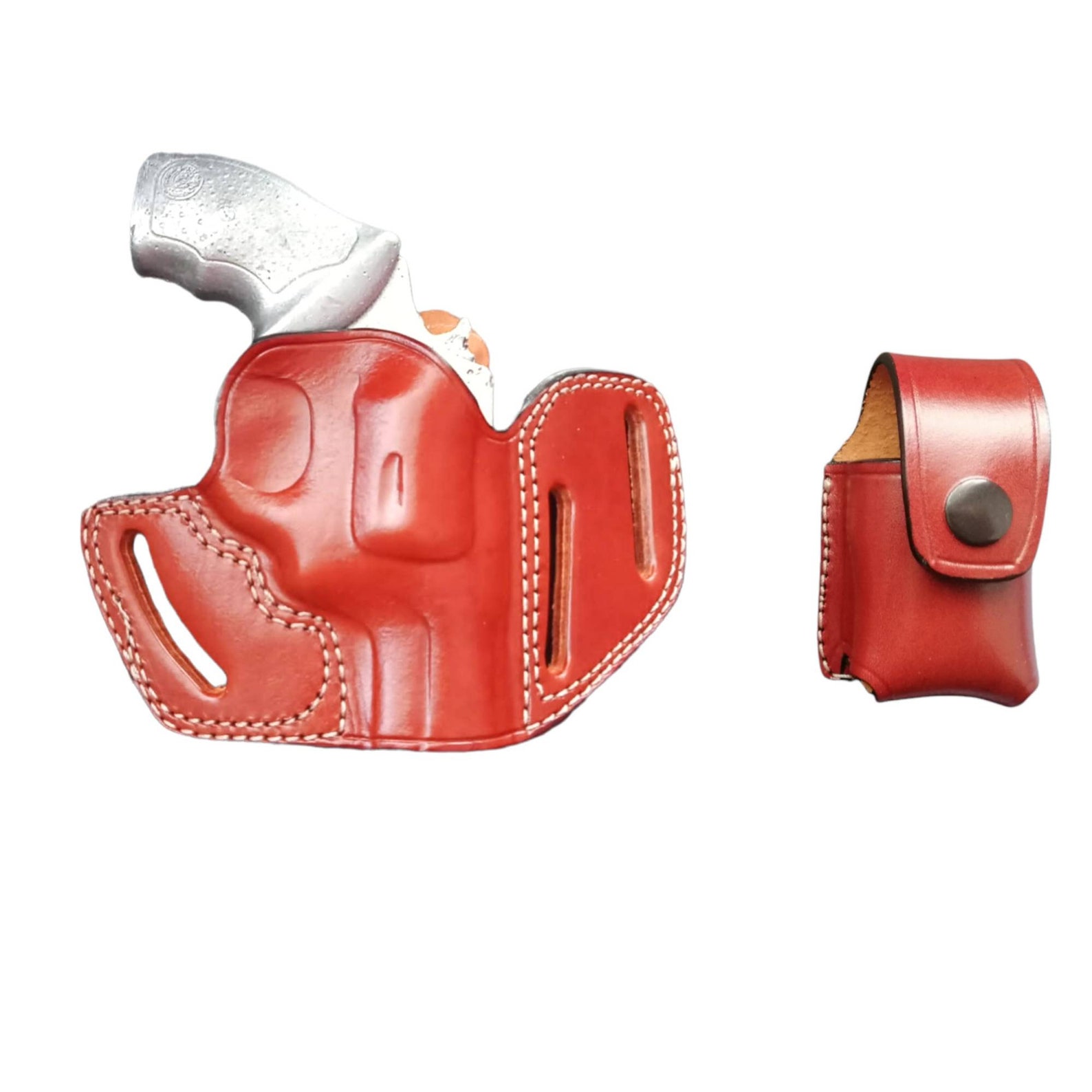 Genuine Leather Holster for S&W, Smith and Wesson Model 19, 586, 686, Handmade Holster Set for