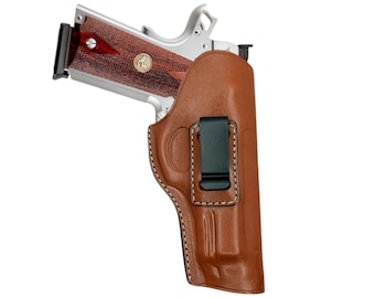Handgjort läderhölster för dold bärning: Colt Springfield Ruger RIA Remington Taurus 45 modell 1911, invändig linning (IWB)