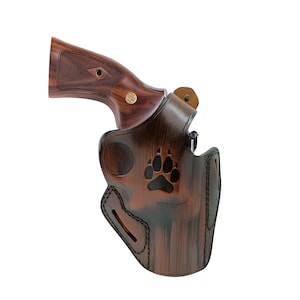 Colt Viper Holster | Genuine Leather | Right or Left Hand | Handmade Wolf Paw Pattern | Thumb Break | Outside Waist Band