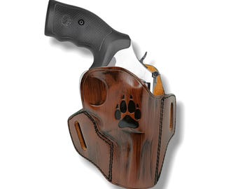 Leather Pancake Holster: Ruger Security Six & Service Six Revolver, Quick Draw, Handmade