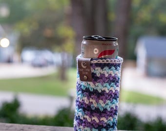 Crochet skinny can cozie | energy drink beer bottle holder | fits 12oz skinny cans or glass bottles