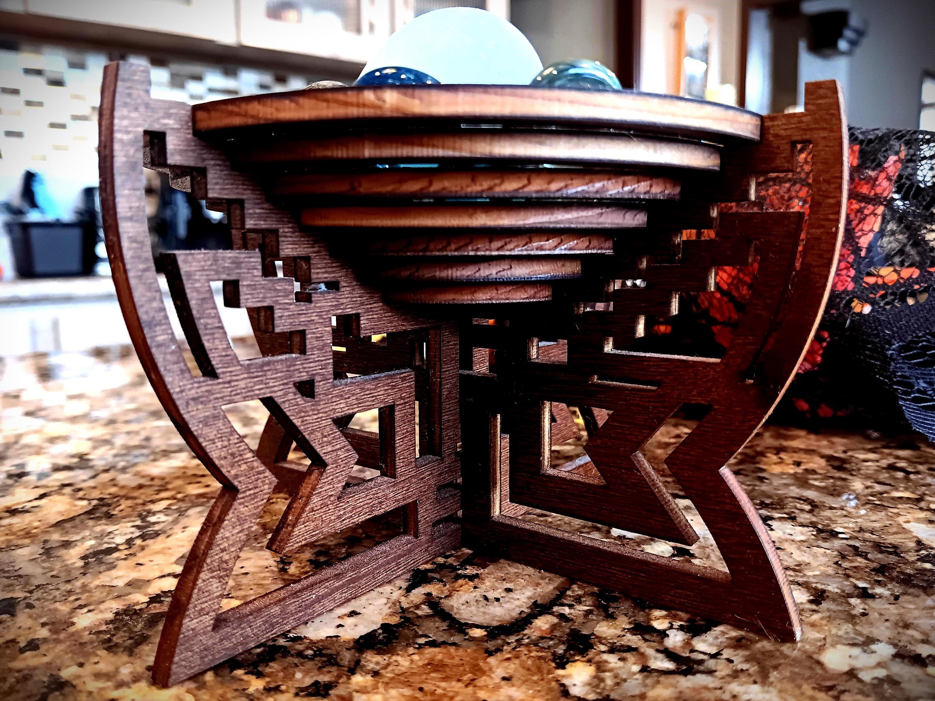 Modern, Wooden, Geometric, Tribal, Trinket, Jewelry, Key, Dish, Holder, Bowl, Gift