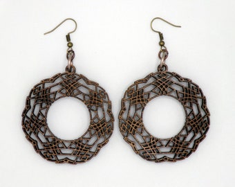 Mandala Earrings, Celtic Earrings, Wooden Earrings, Tribal Earrings, Dangle Earrings, Jewelry, Gift