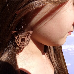 Boho Earrings, Triangle Earrings, Mandala Earrings, Wood Earrings, Celtic Earrings