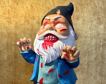 Garden gnome zombie, hand-painted and weatherproof made of high-quality synthetic resin, decorative figure, SEWAS