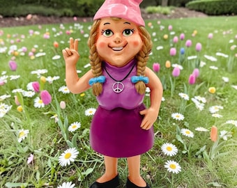 Garden gnome - female gnome - hand-painted and weatherproof - resin - fun garden gnome - dwarf gift - decorative figure