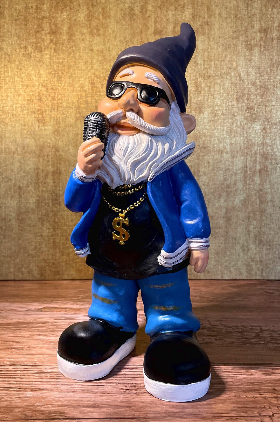 Garden Gnome Rapper With Microphone, Handpainted and Weatherproof Made