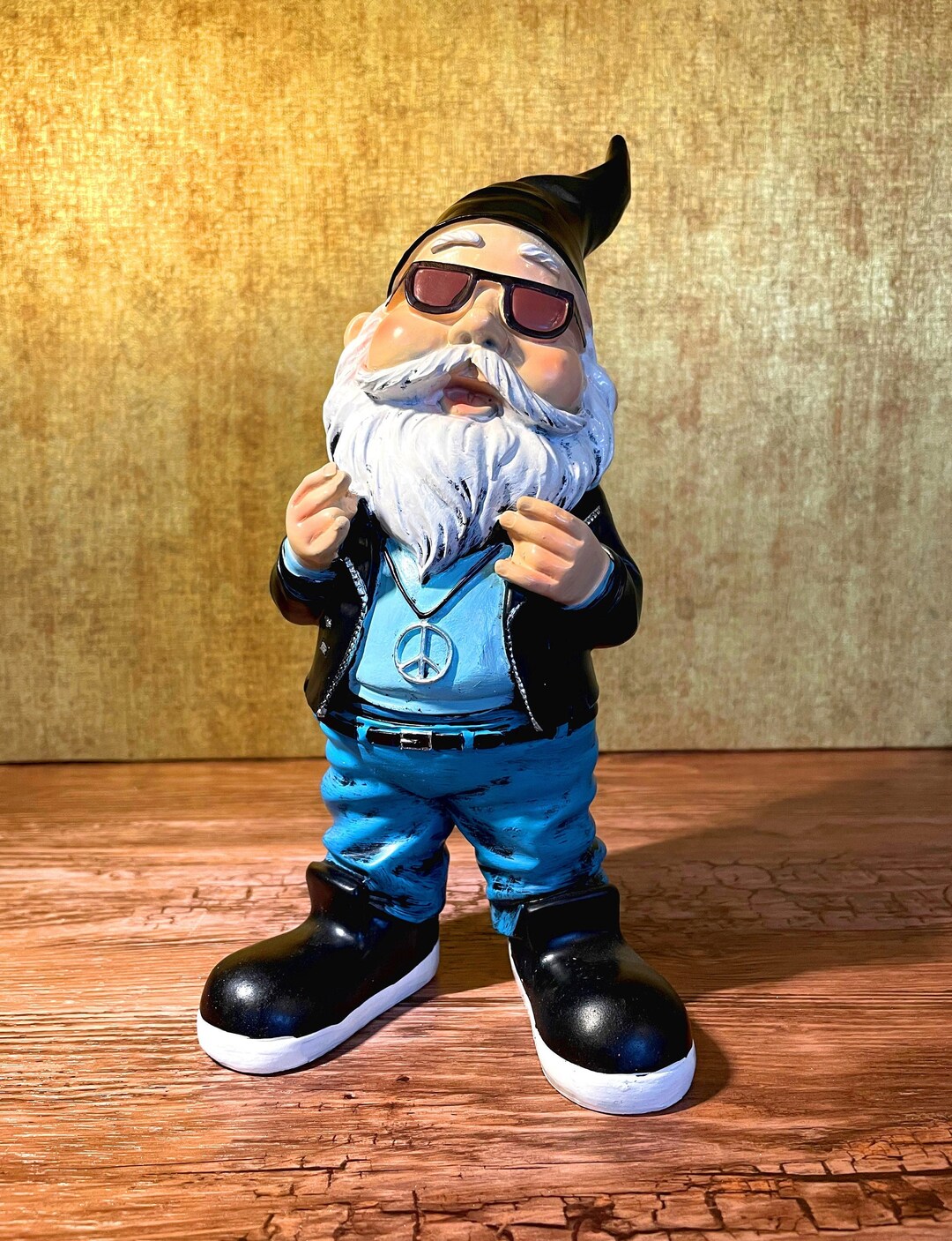 Garden Gnome Rocker With Peace Chain, Hand-painted and Weatherproof ...