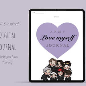 BTS Love Myself Journal, BTS 2025 calendar and BTS themed stickers. Digital journal