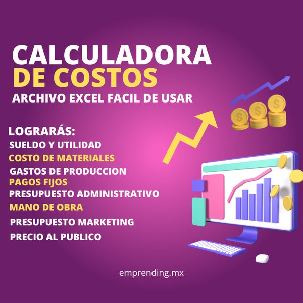 Calculadora de costos  fácil de usar en español para papelería creativa y otros emprendimientos