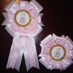 Angel, Lilo and Stitch Baby Shower Mommy and Daddy Corsages, Baby Shower Corsages