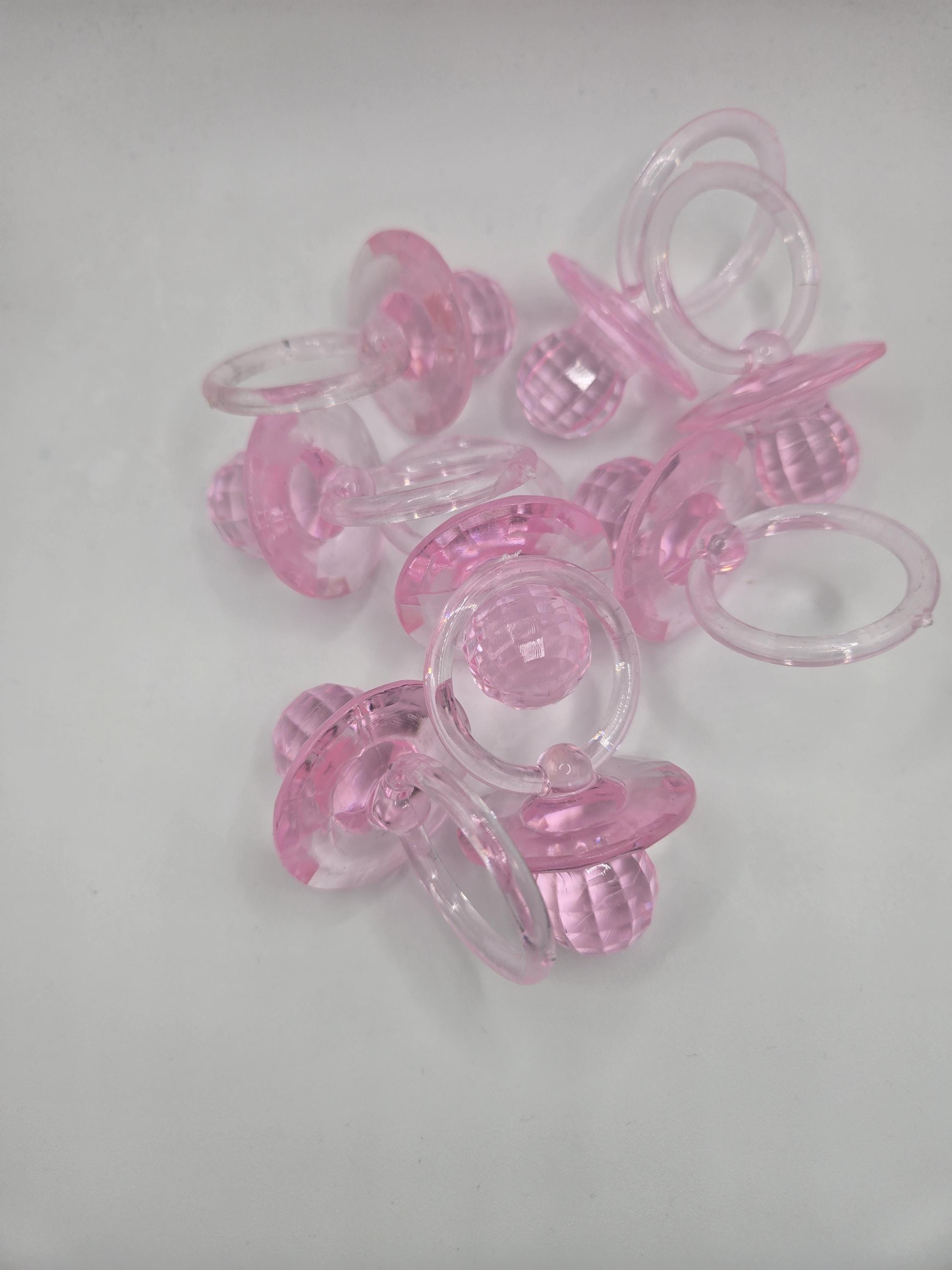 Pink Marshall Pacifier Pink Faceted Pacifiers: Baby Shower Game Favors, Craft Supply - Etsy