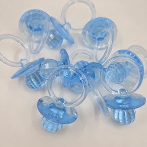 Baby Shower Blue Pacifiers - Diamond Shape Cut Plastic Baby Shower Blue Pacifiers for Baby Shower Game Favors - Craft Supply -