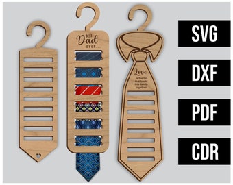 Laser cut digital file - Set of 3 Father's day tie hangers.