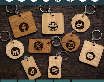 Laser Cut NFC Keychain SVG Bundle | 48 Designs | Social Media Tags | 25mm NFC Compatible