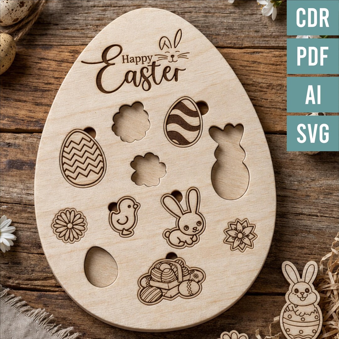 Easter Egg Puzzle SVG - Digital Laser Cut File for Glowforge, Lightburn ...