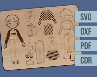 Digital Laser Cut file - Dress up game for boys - Peter