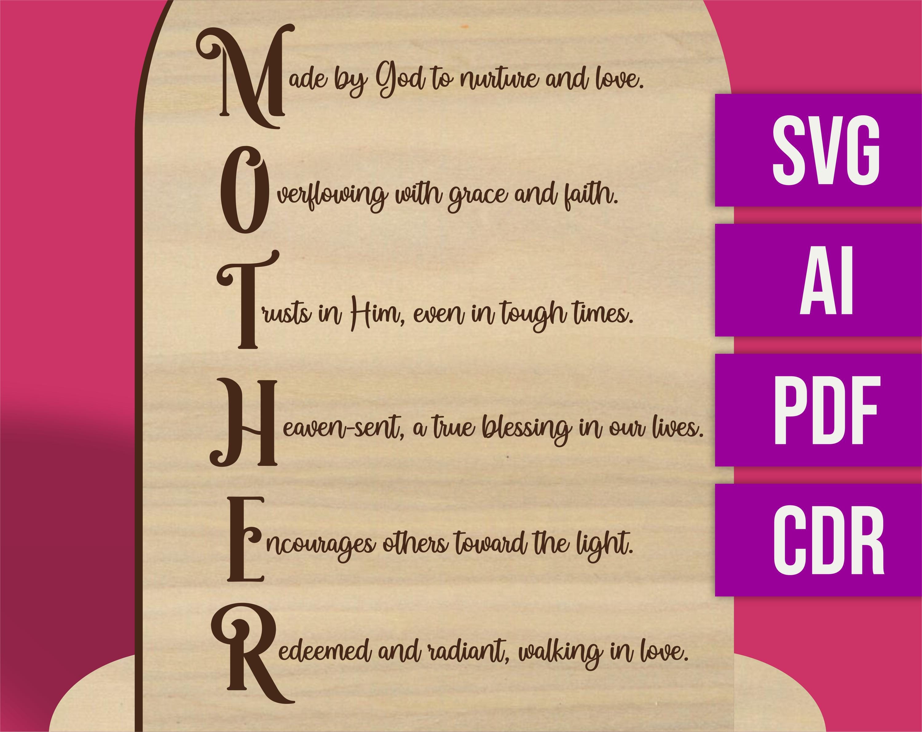 Laser Cut SVG - Mother's Day Sign - for Glowforge, Lightburn, Cricut - Etsy