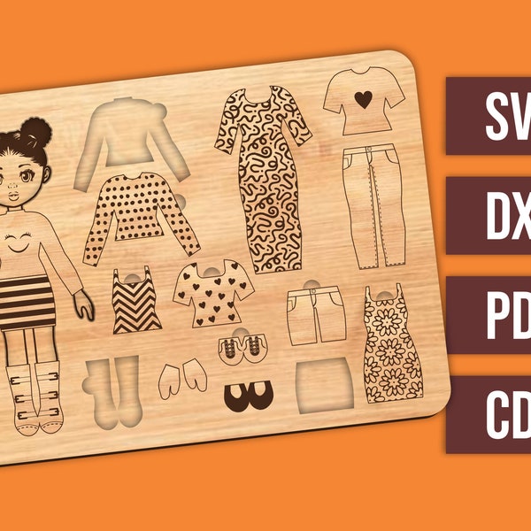 Digital Laser Cut file - Dress up game - Maya