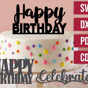 Laser cut digital file - Set of 3 Birthday Cake Toppers