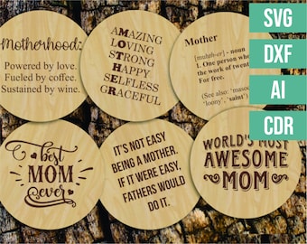 Laser cut file - Set of 6 Mother's day coasters