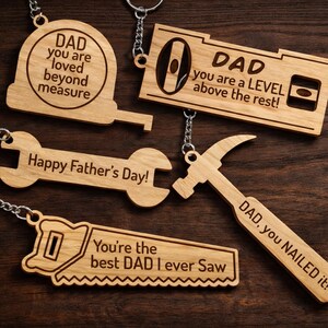 Father's day SVG keyring bundle - Laser cut digital file - Glowforge, Cricut, Lightburn