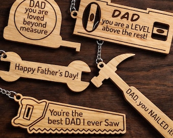 Paquete de llaveros SVG para el Día del Padre - Archivo digital para corte láser - Glowforge, Cricut, Lightburn