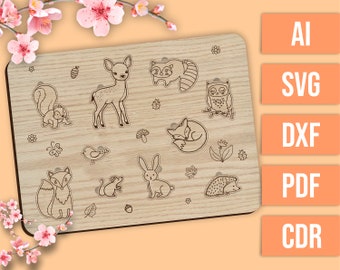 Digitale Laser Cut Datei - Waldtiere Puzzle