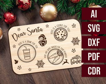 Christmas SVG - Wooden Cookie plate for Santa laser cut file - Glowforge / Cricut