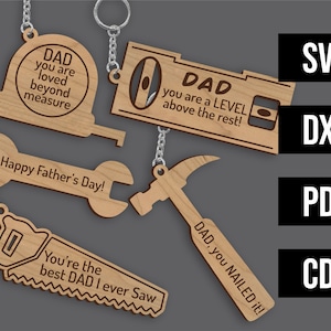 Laser cut digital file - Set of 5 Tool shaped Father's day keyrings